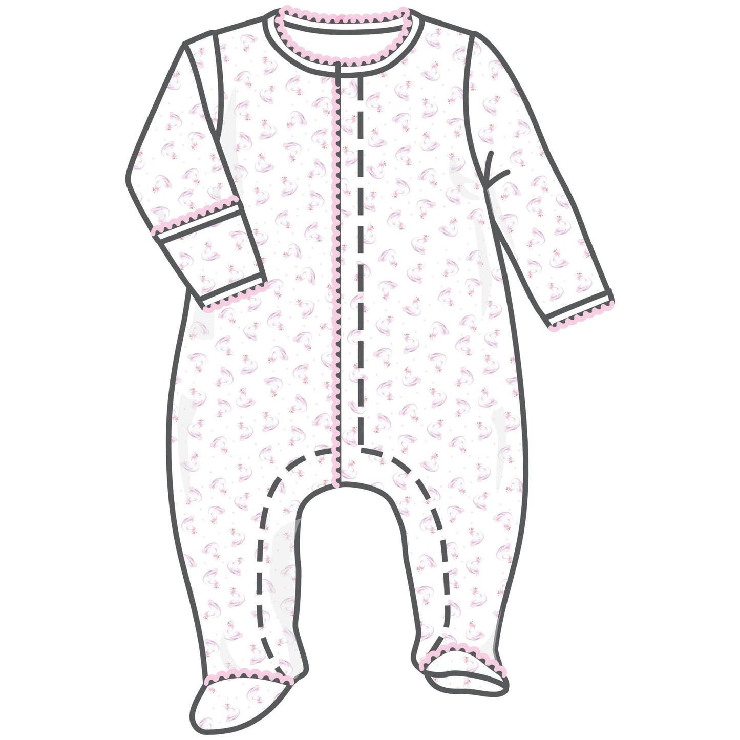 Swan Serenade Print Footie - Magnolia BabyFootie