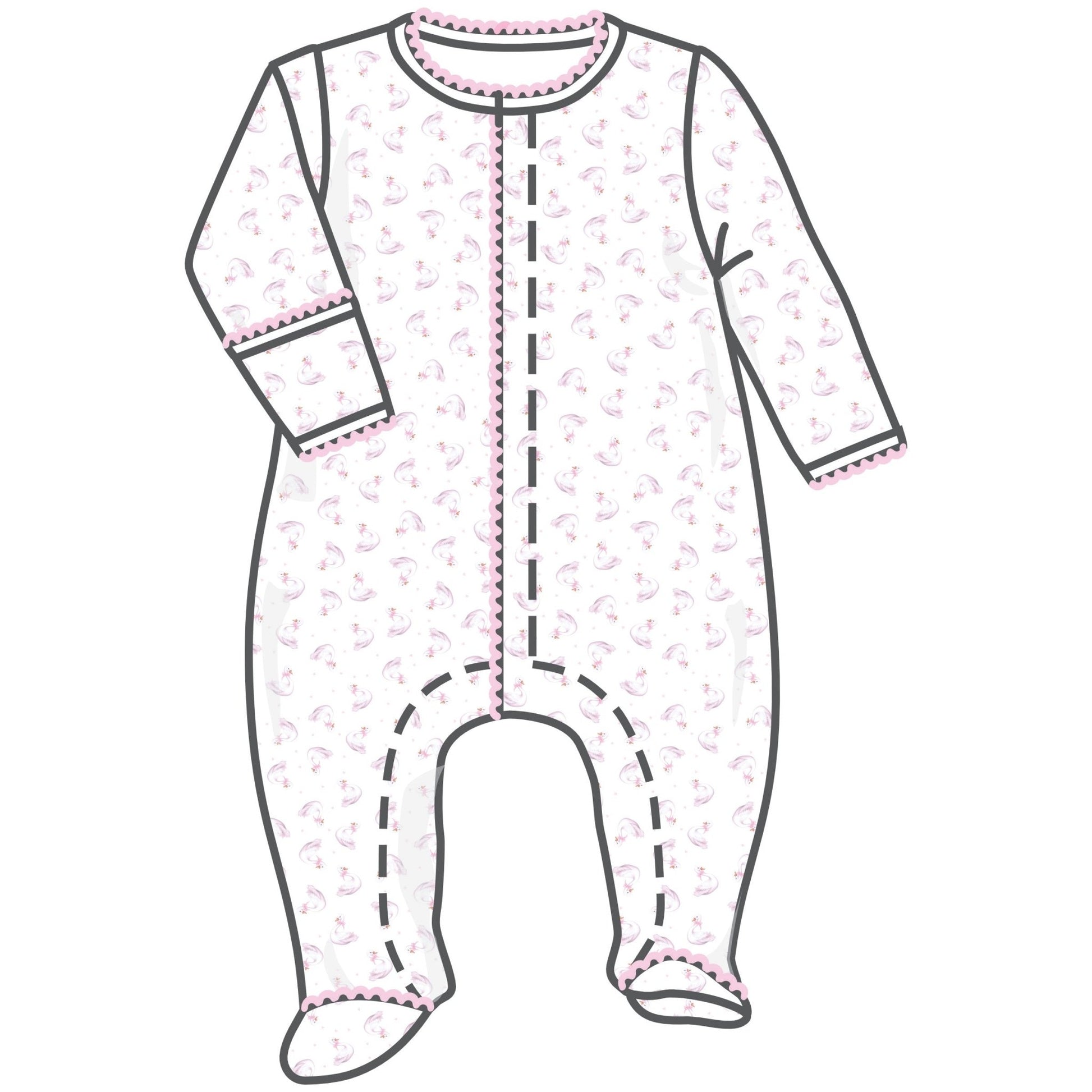 Swan Serenade Print Footie - Magnolia BabyFootie