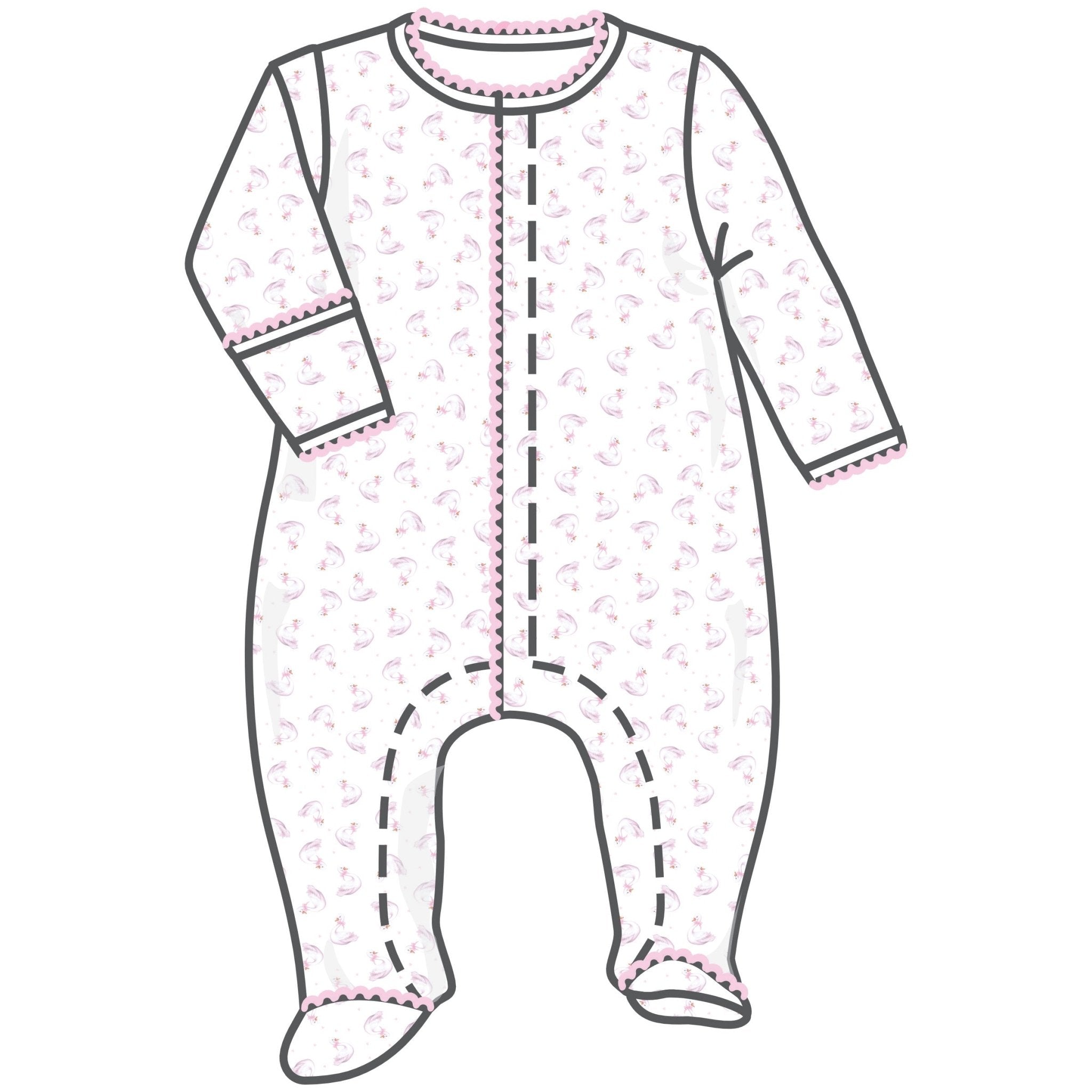 Swan Serenade Print Footie - Magnolia BabyFootie
