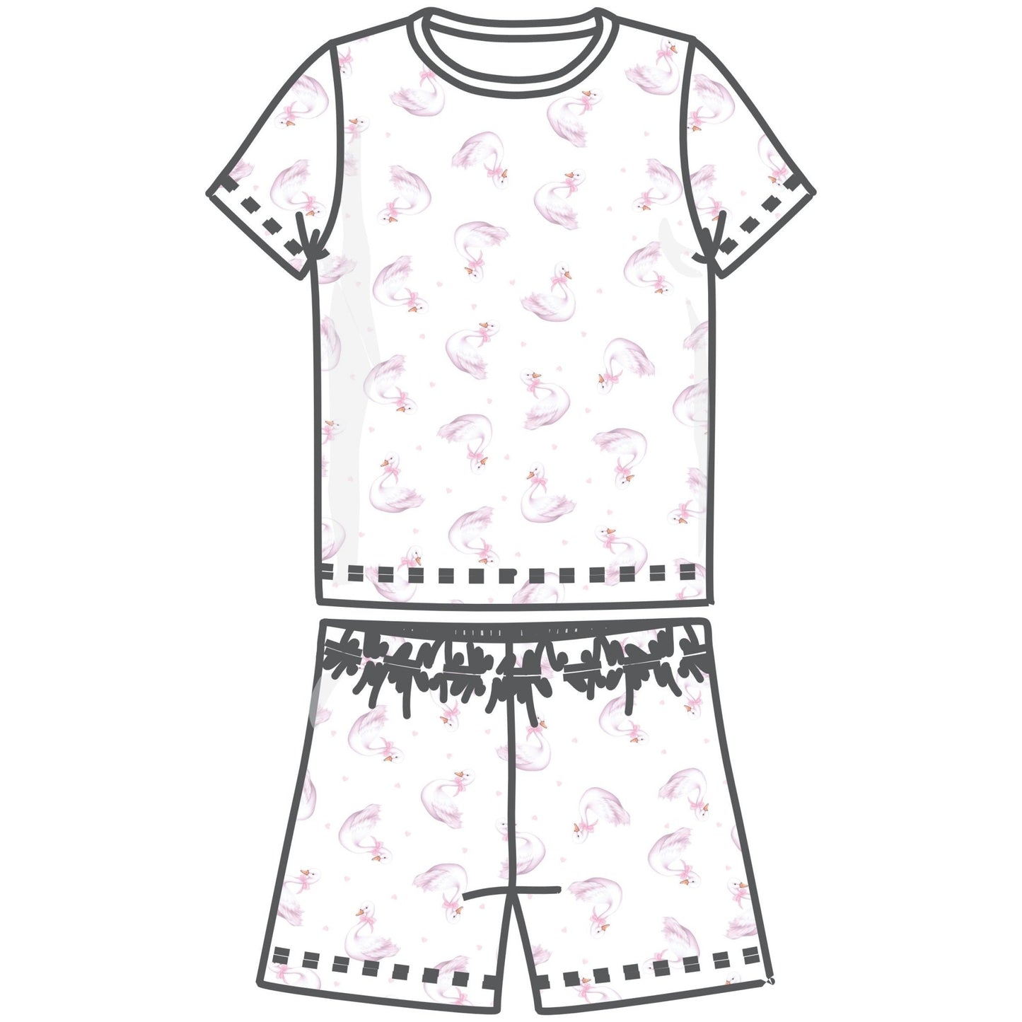 Swan Serenade Short Pajamas - Magnolia BabyShort Pajamas