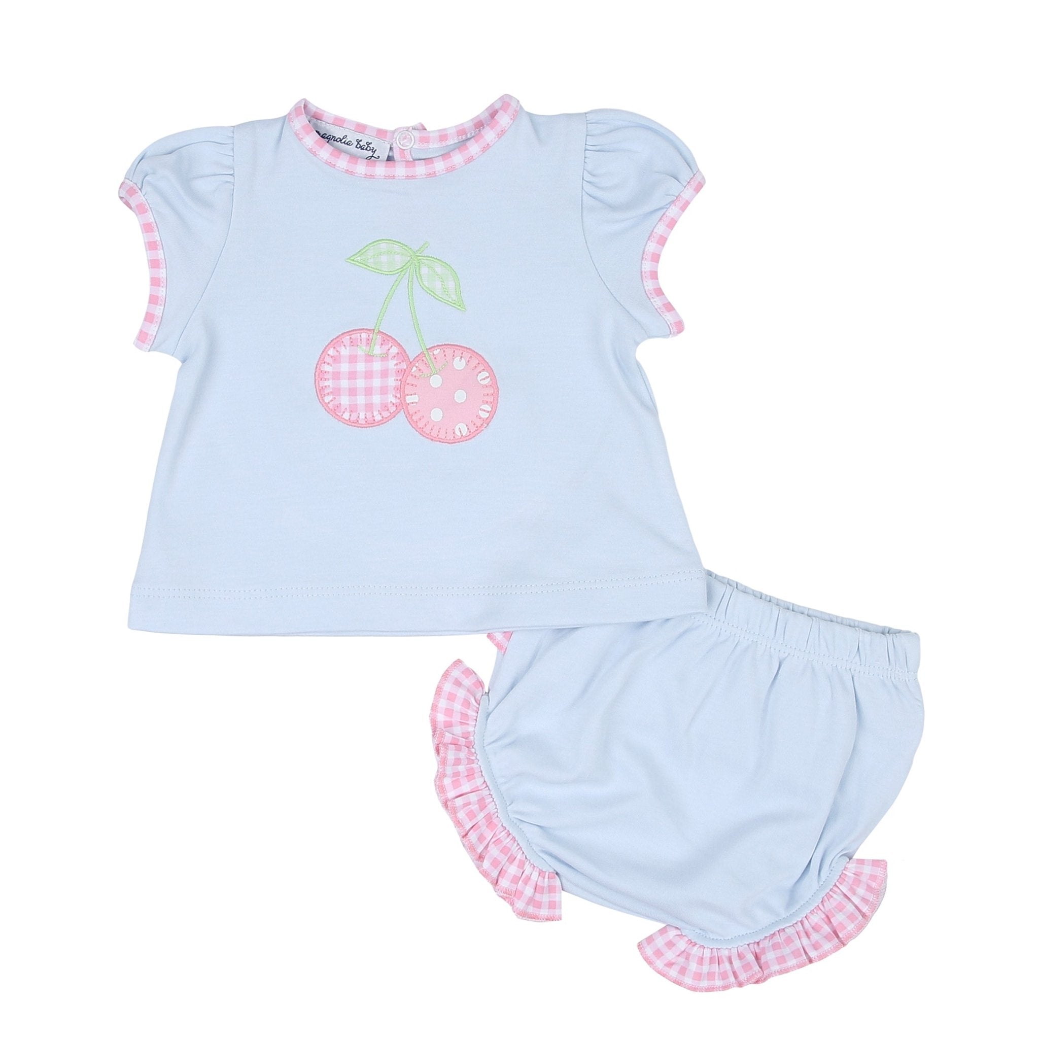 Sweet Cherry Applique Ruffle Diaper Cover Set - Magnolia BabyDiaper Cover