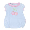 Sweet Cherry Applique Ruffle Short Sleeve Bubble - Magnolia BabyBubble