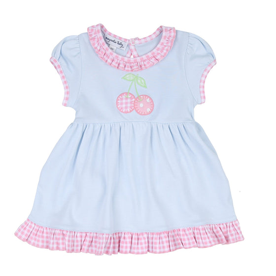 Sweet Cherry Applique Short Sleeve Dress - Magnolia BabyDress