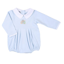  Sweet Gingerbread Blue Embroidered Collared Long Sleeve Boy Bubble - Magnolia BabyBubble