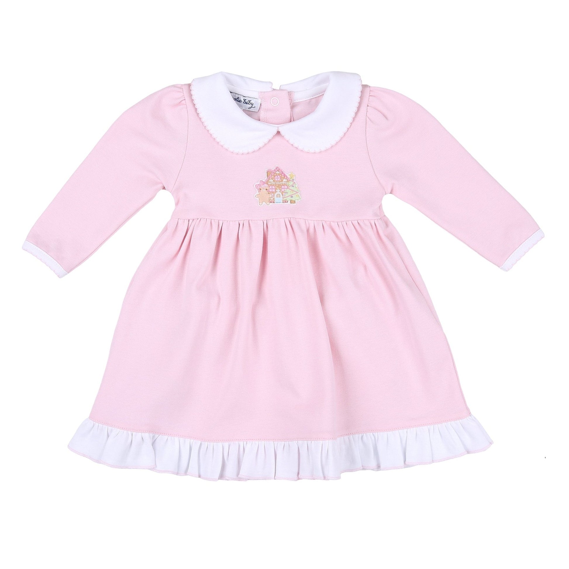 Sweet Gingerbread Pink Embroidered Collared Long Sleeve Dress Set - Magnolia BabyDress