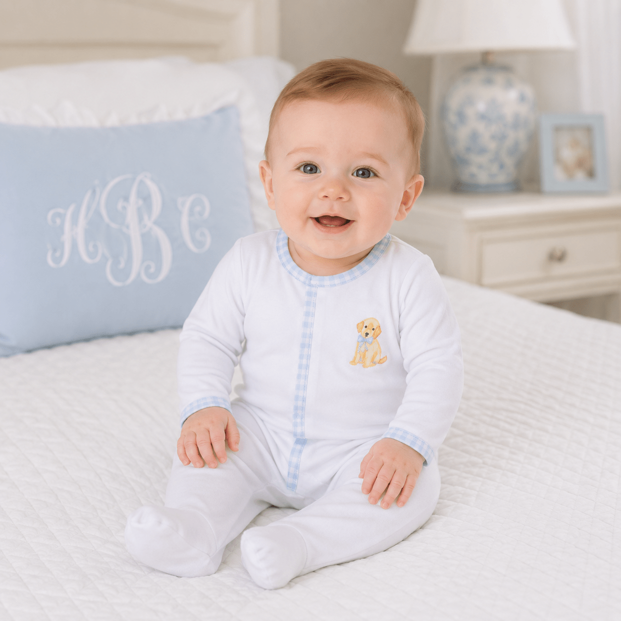 Sweet Golden Footie - Light Blue - Magnolia BabyFootie