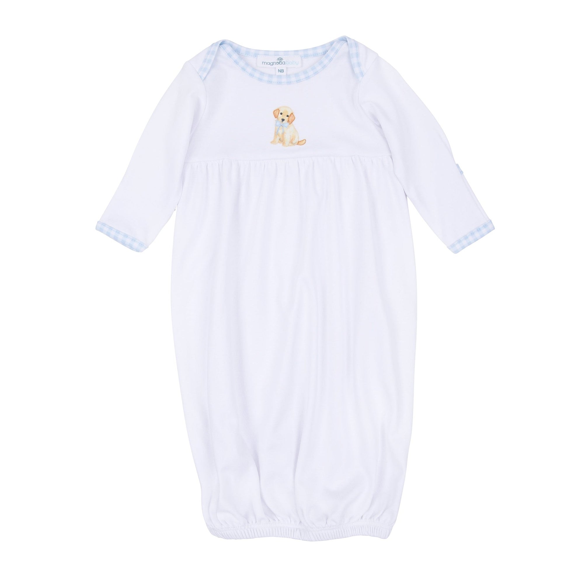 Magnolia Baby_Sweet Golden Gathered Gown - Light Blue_1