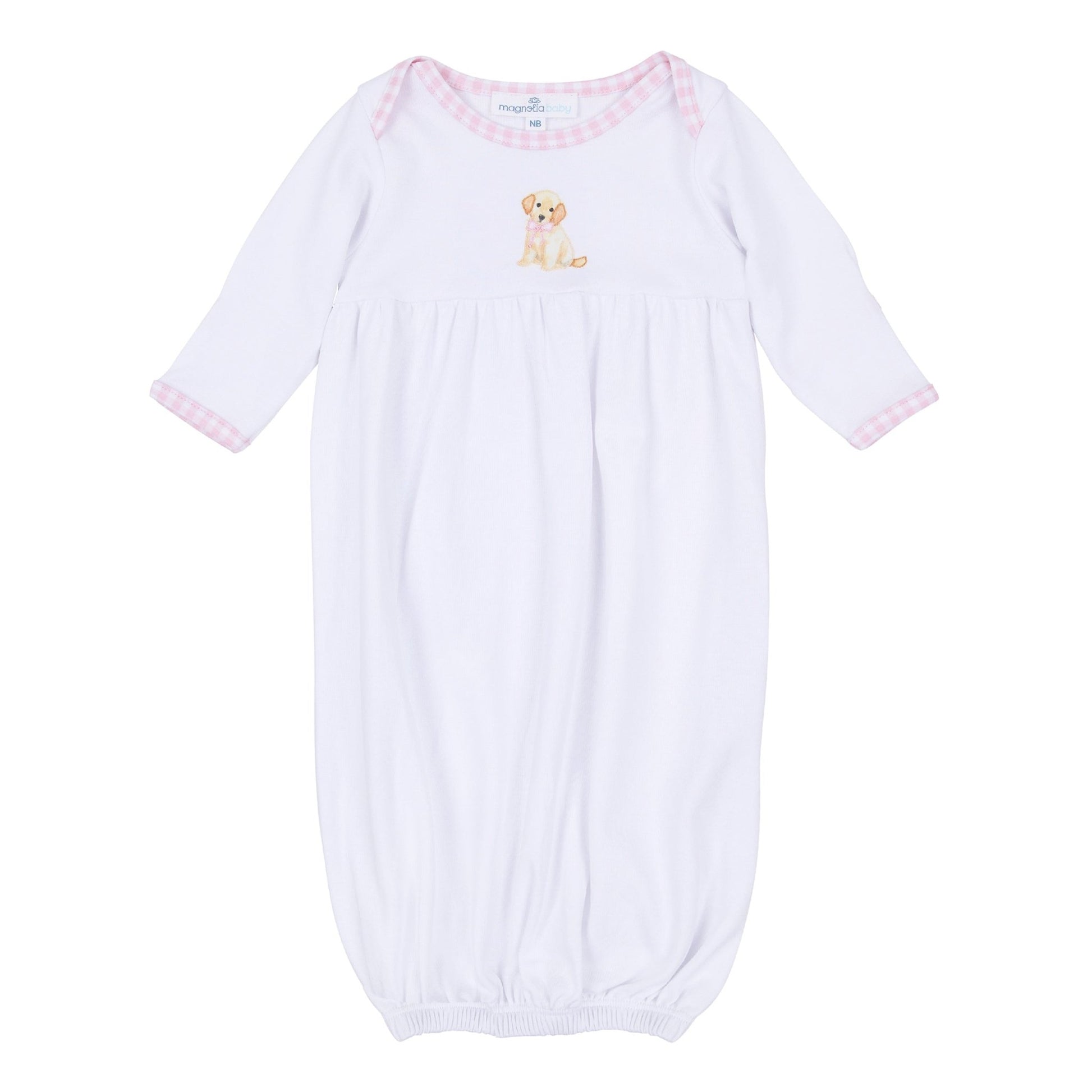 Sweet Golden Gathered Gown - Pink - Magnolia BabyGown