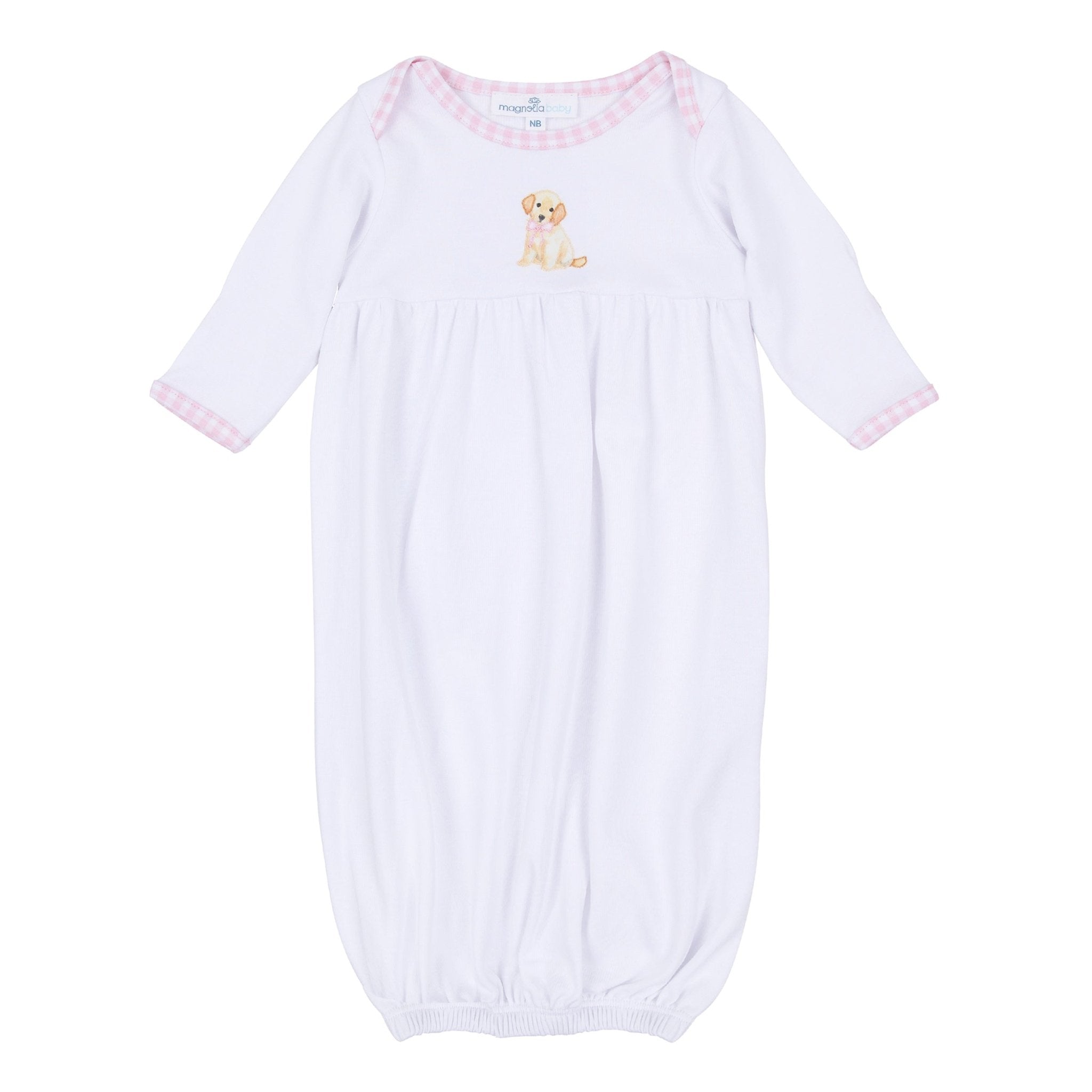 Sweet Golden Gathered Gown - Pink - Magnolia BabyGown