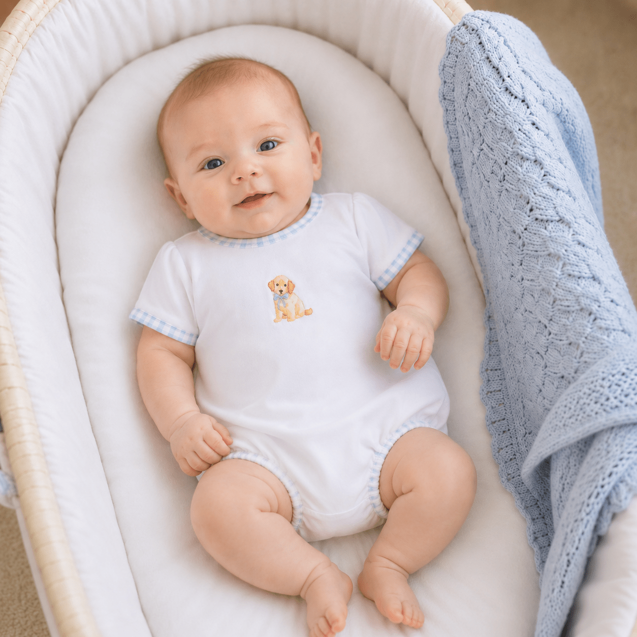 Sweet Golden Hand - Embroidered Boy Bubble - Magnolia BabyBubble