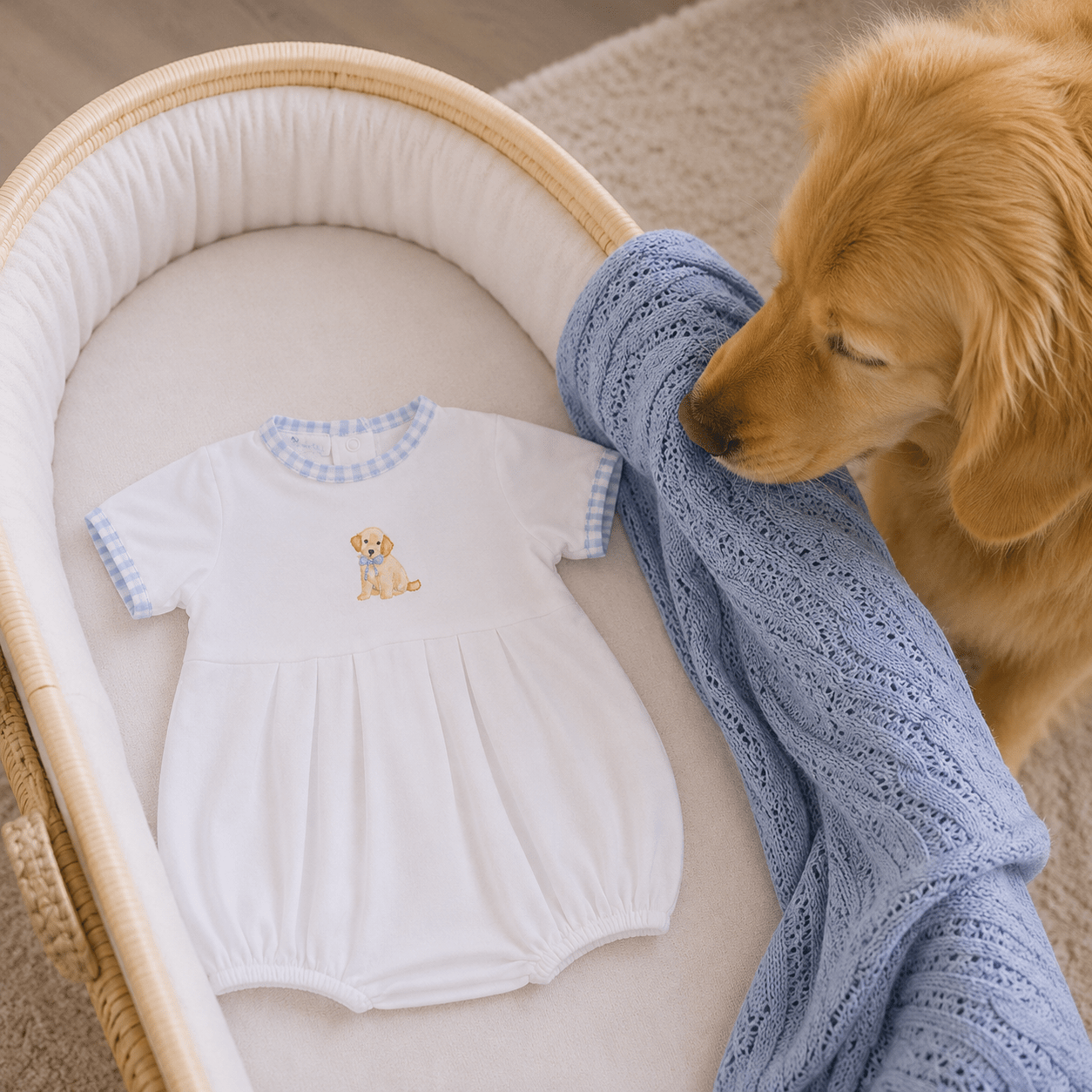 Sweet Golden Hand - Embroidered Bubble - Blue - Magnolia BabyBubble