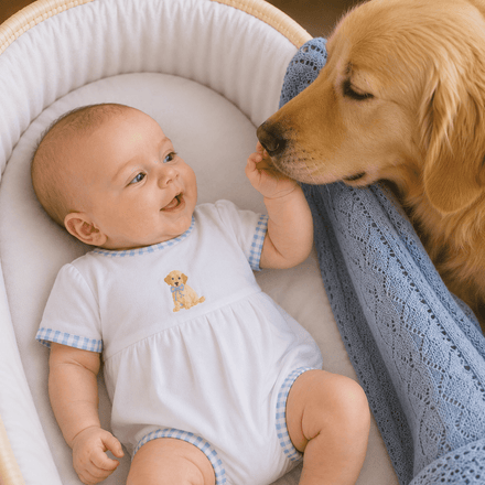 Sweet Golden Hand - Embroidered Bubble - Blue - Magnolia BabyBubble
