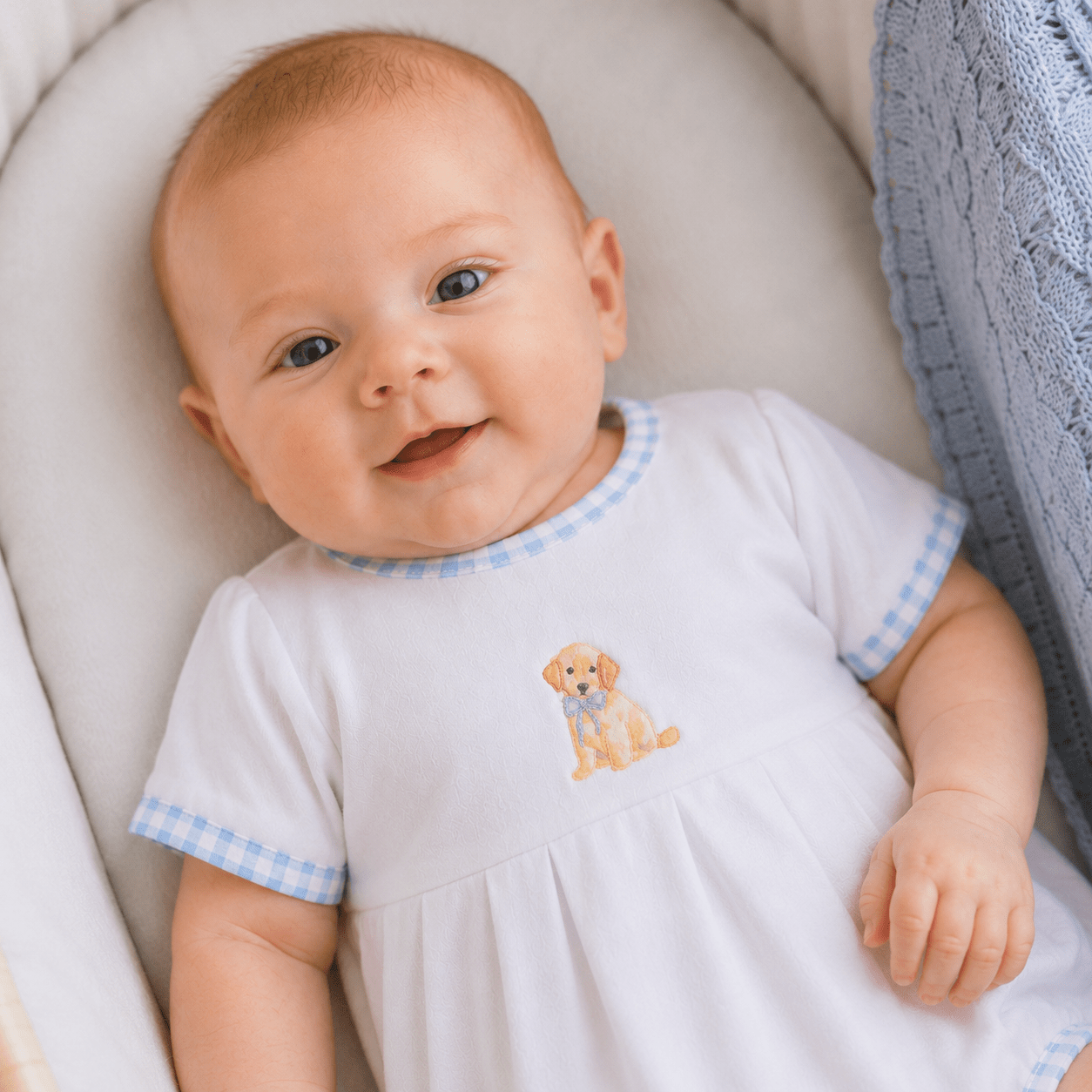 Sweet Golden Hand - Embroidered Bubble - Blue - Magnolia BabyBubble