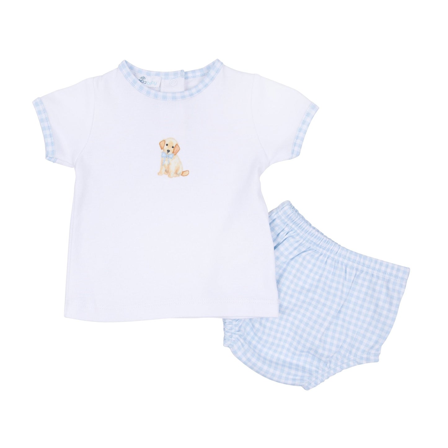 Sweet Golden Hand - Embroidered Diaper Cover Set - Light Blue - Magnolia BabyDiaper Cover