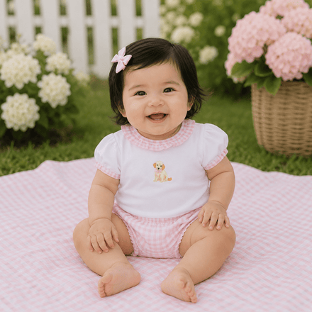 Sweet Golden Hand - Embroidered Ruffle Diaper Cover Set - Pink - Magnolia BabyDiaper Cover