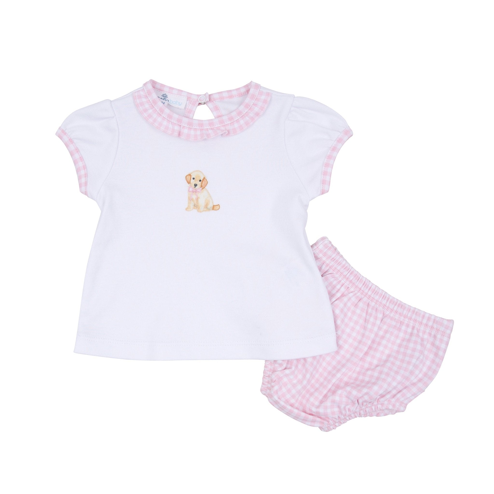 Sweet Golden Hand - Embroidered Ruffle Diaper Cover Set - Pink - Magnolia BabyDiaper Cover