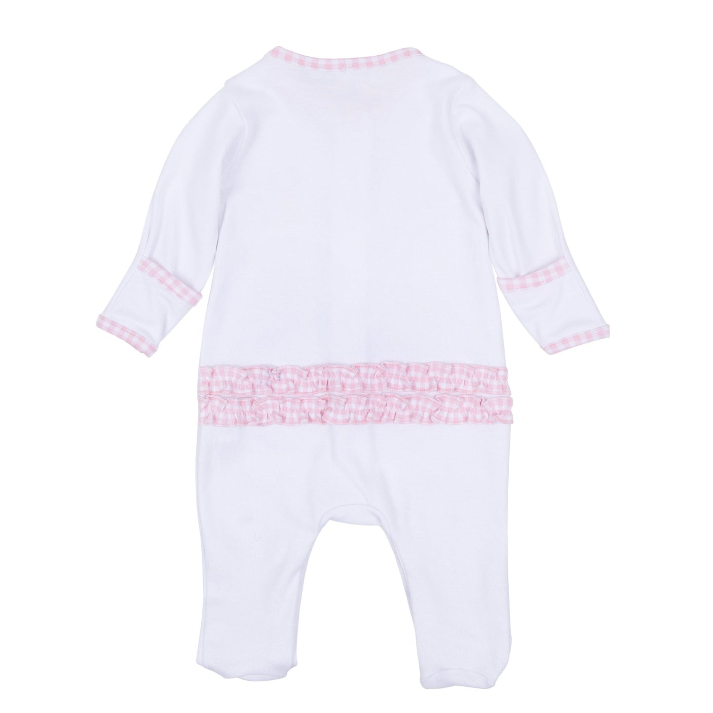 Sweet Golden Hand - Embroidered Ruffle Footie - Pink - Magnolia BabyFootie