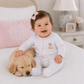 Sweet Golden Hand - Embroidered Ruffle Footie - Pink - Magnolia BabyFootie