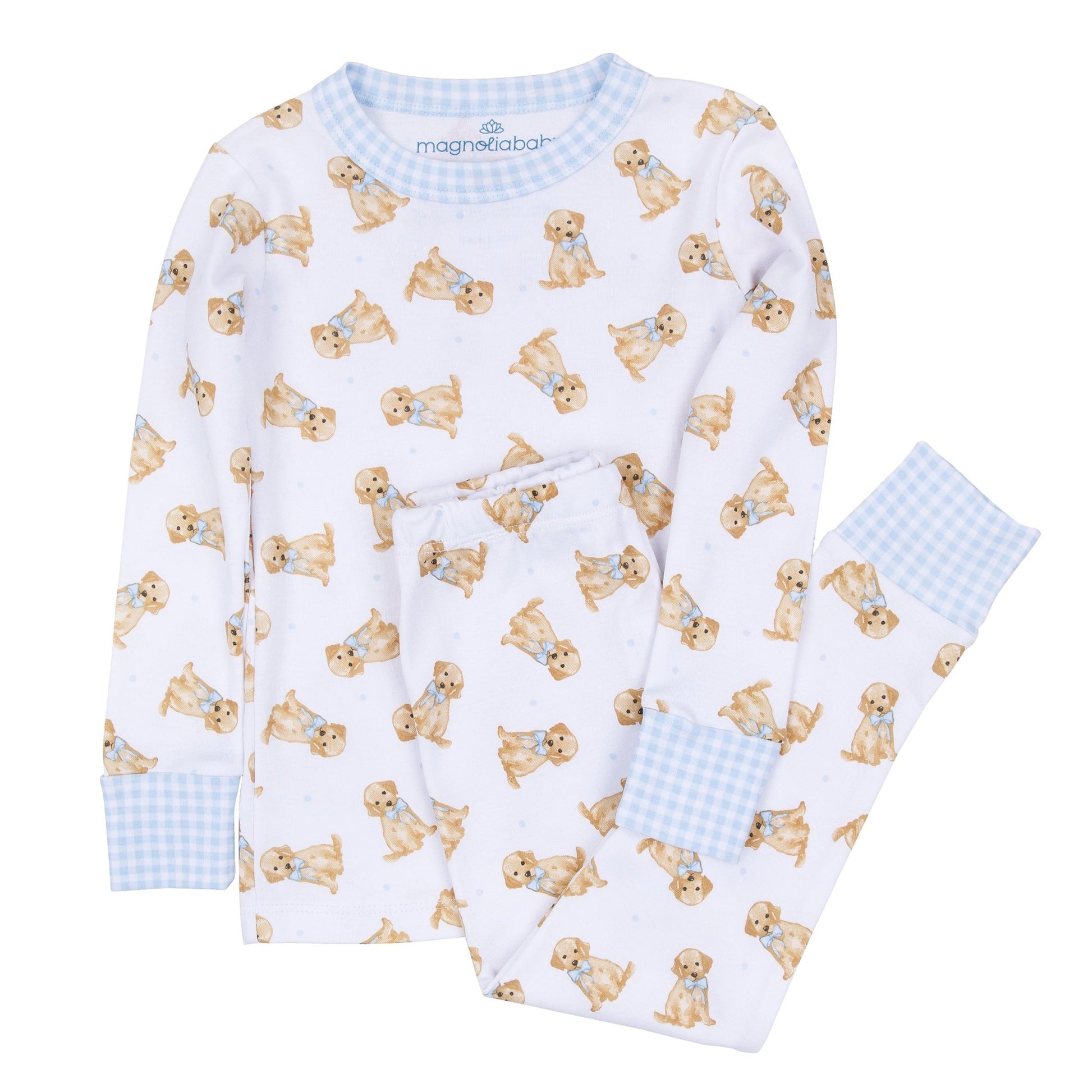 Sweet Golden Long Pajamas - Light Blue - Magnolia BabyLong Pajamas