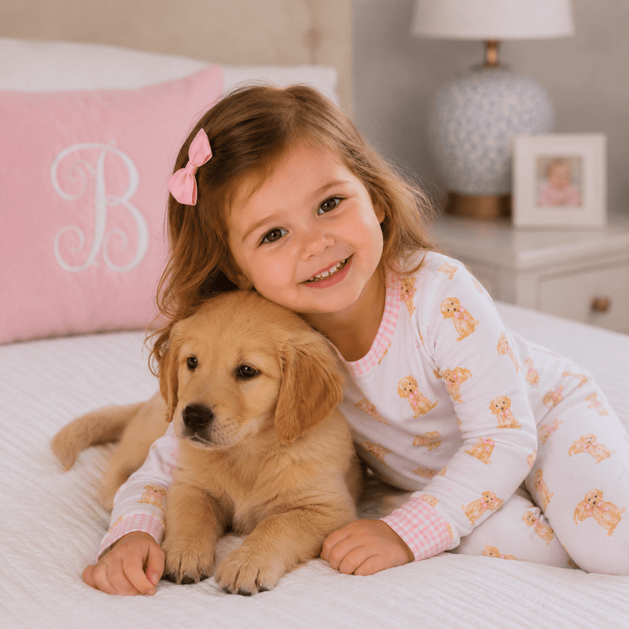 Sweet Golden Long Pajamas - Pink - Magnolia BabyLong Pajamas