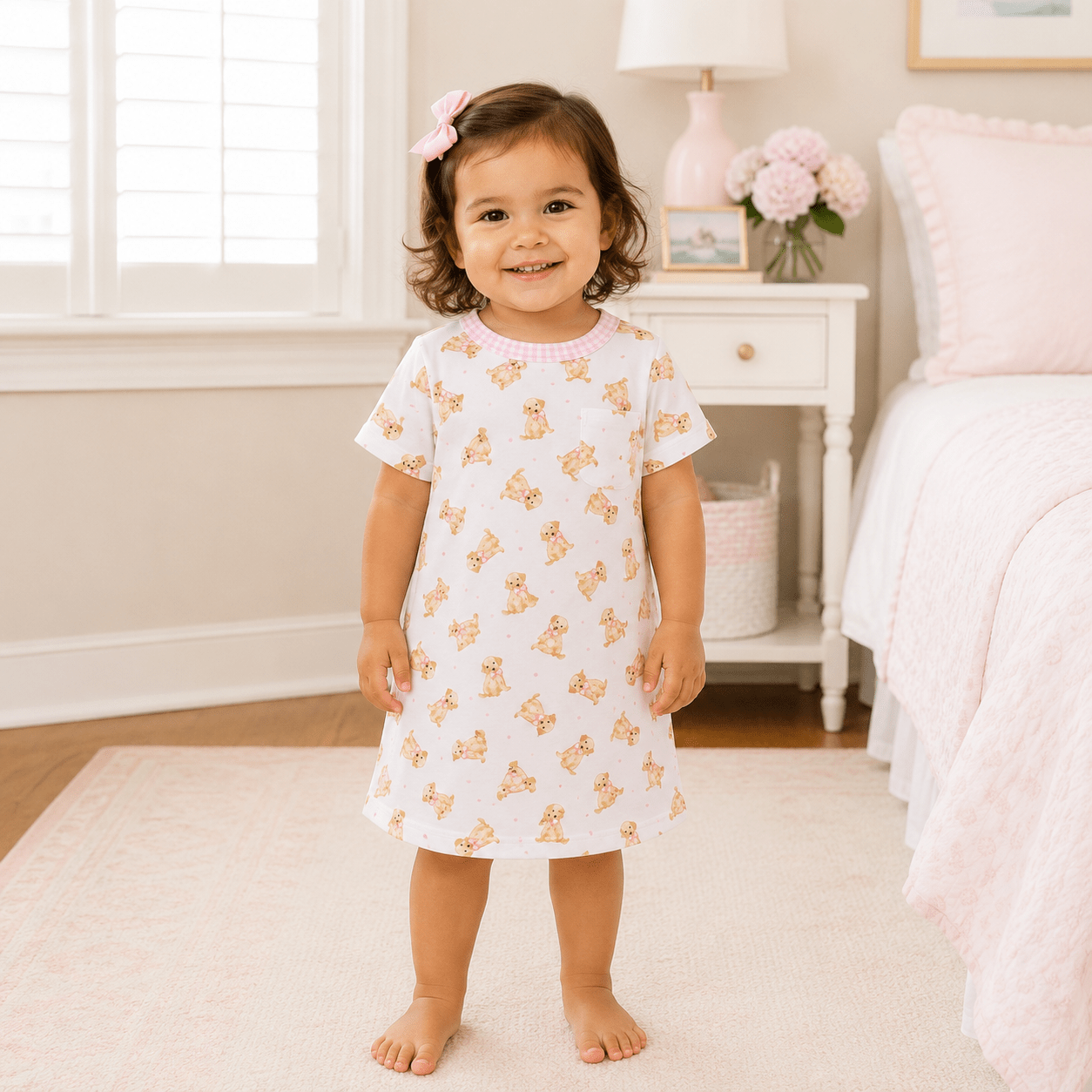 Sweet Golden Nightdress - Pink - Magnolia BabyNightdress