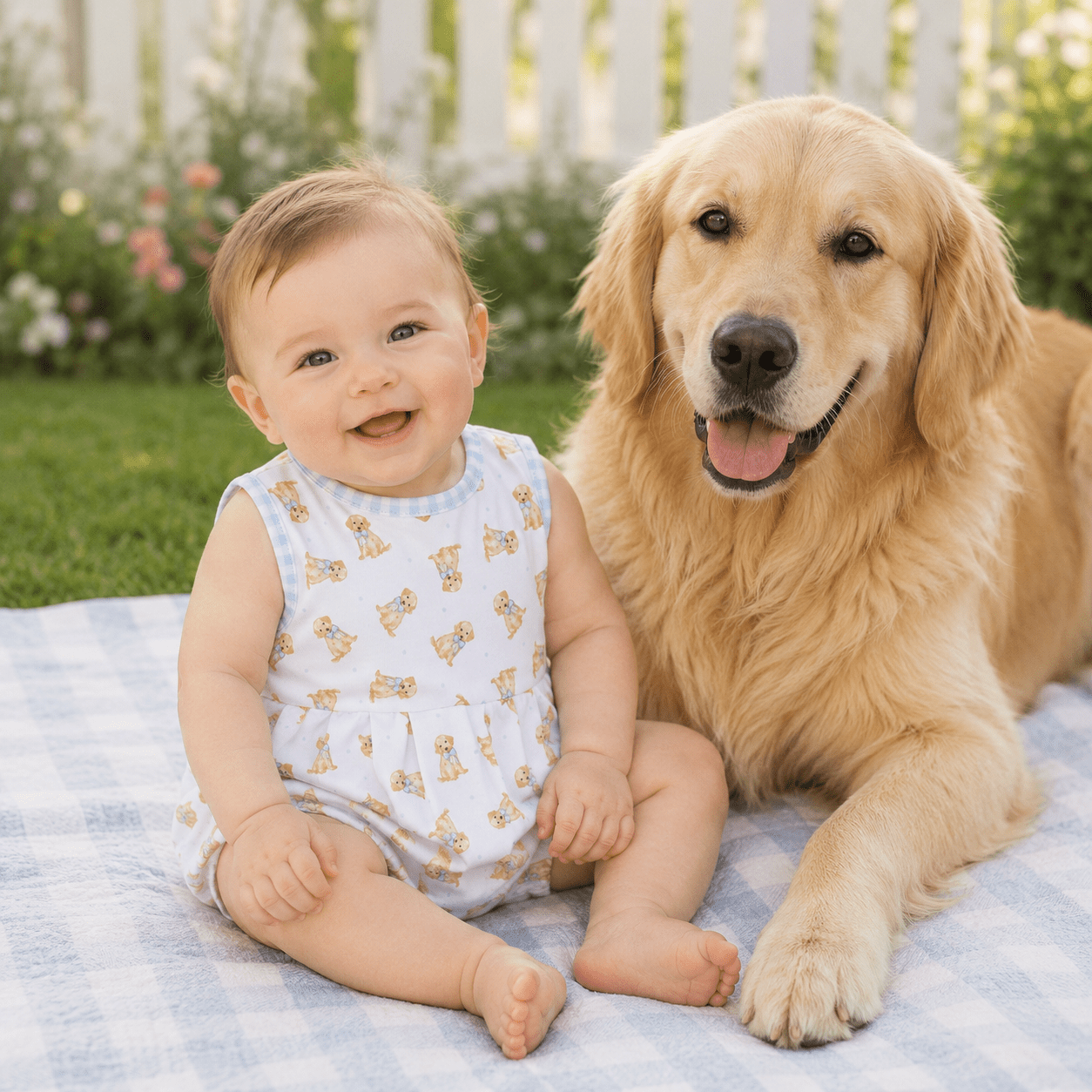 Sweet Golden Print Bubble - Light Blue - Magnolia BabyBubble