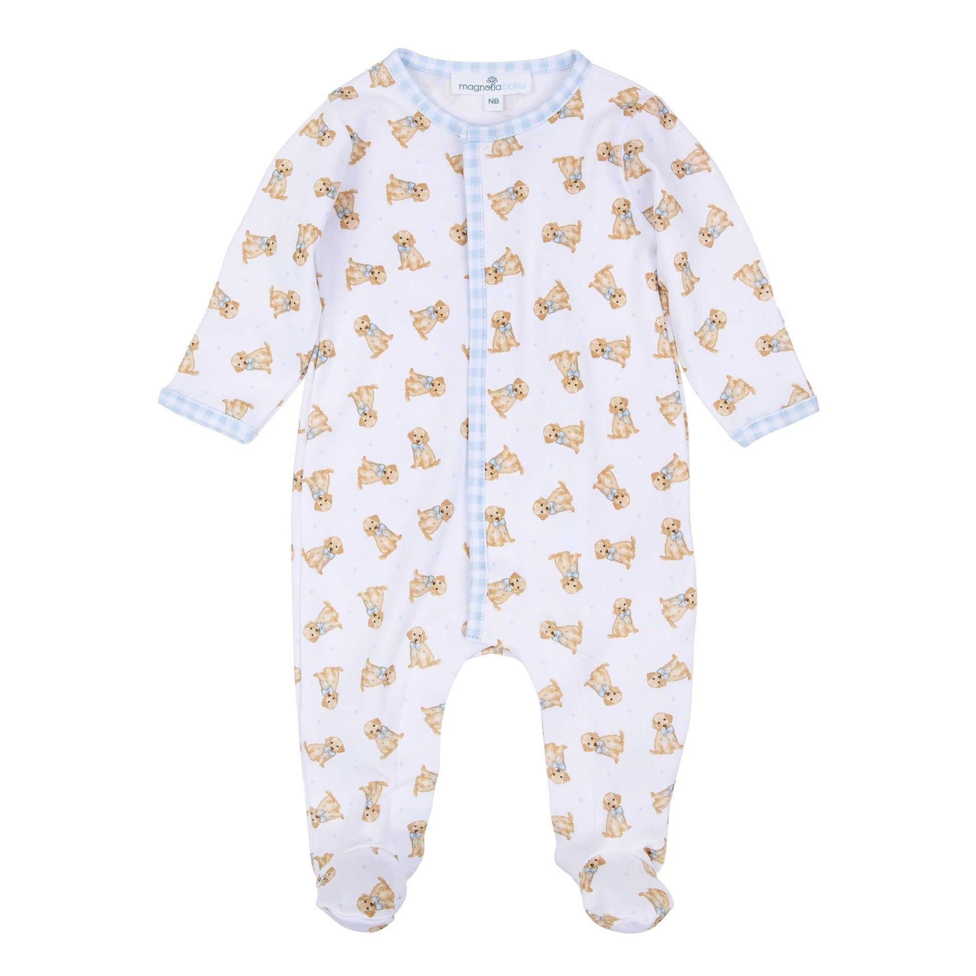 Sweet Golden Print Footie - Light Blue - Magnolia BabyFootie