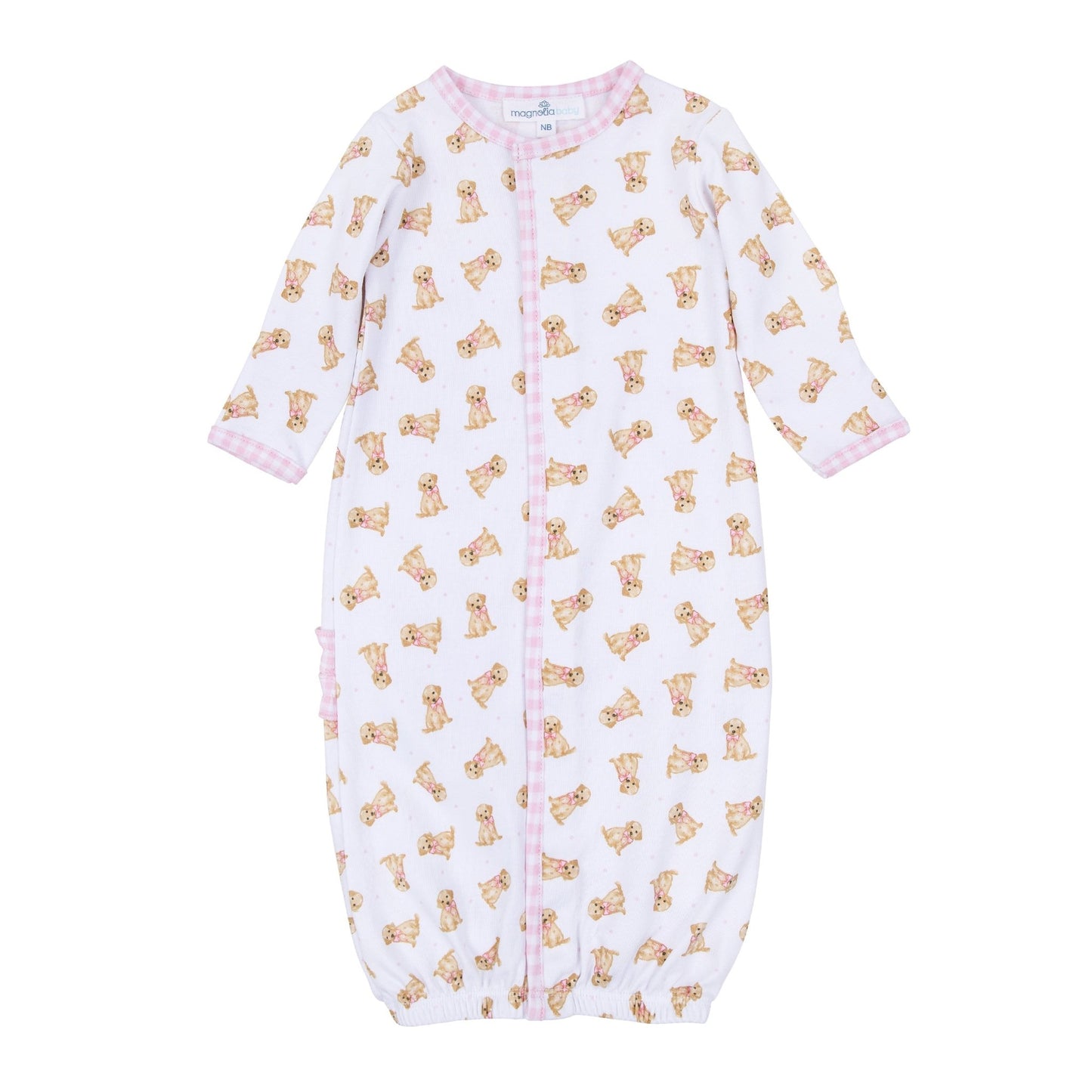 Sweet Golden Print Ruffle Converter - Pink - Magnolia BabyConverter Gown