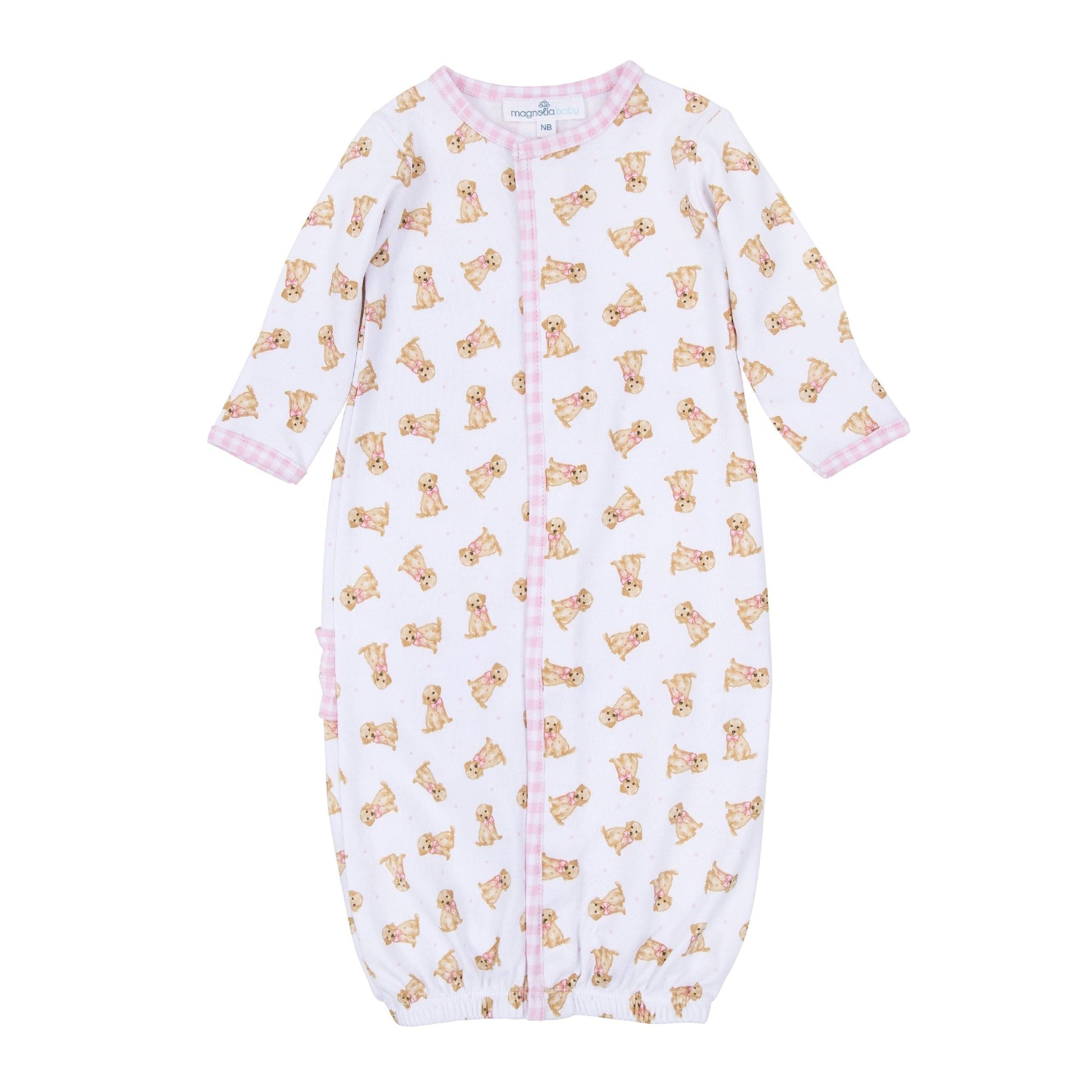 Sweet Golden Print Ruffle Converter - Pink - Magnolia BabyConverter Gown