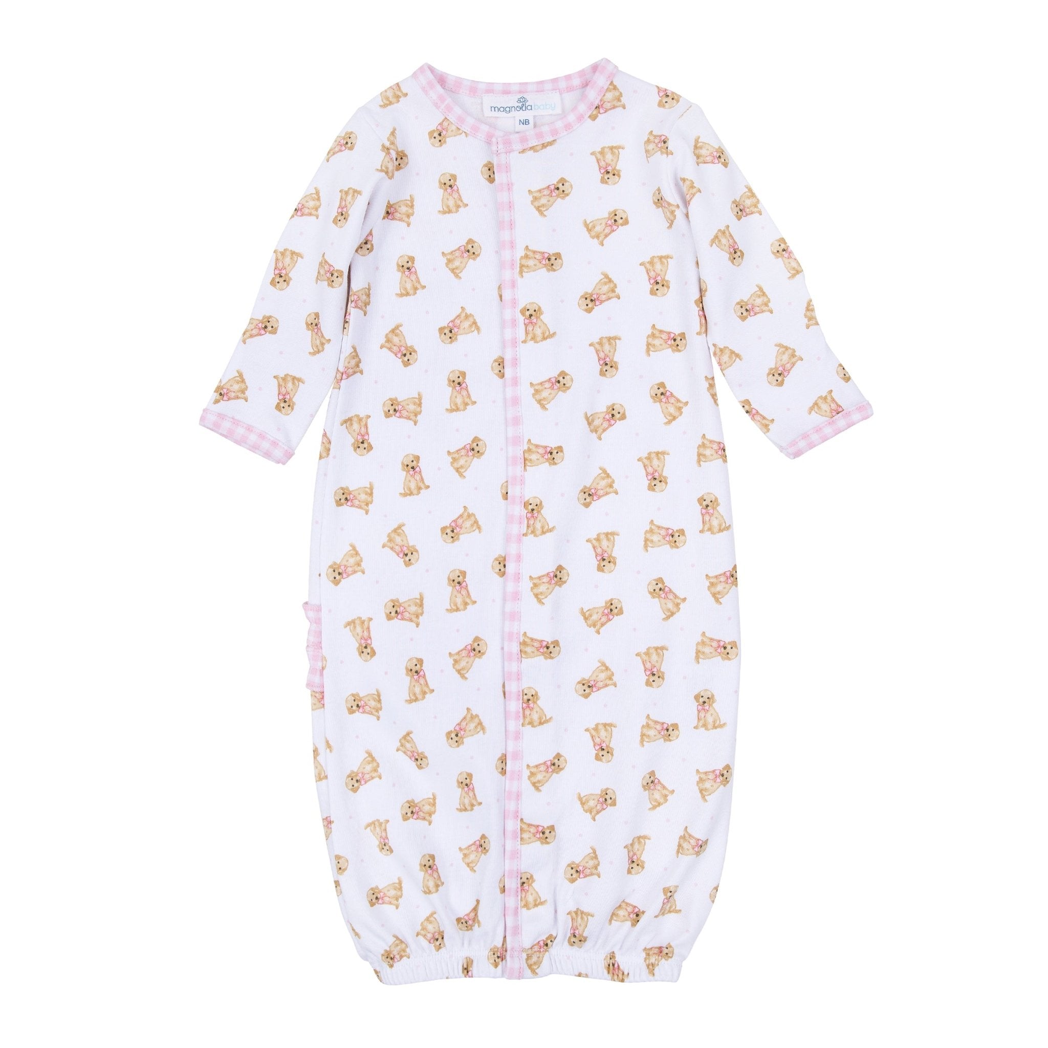 Sweet Golden Print Ruffle Converter - Pink - Magnolia BabyConverter Gown