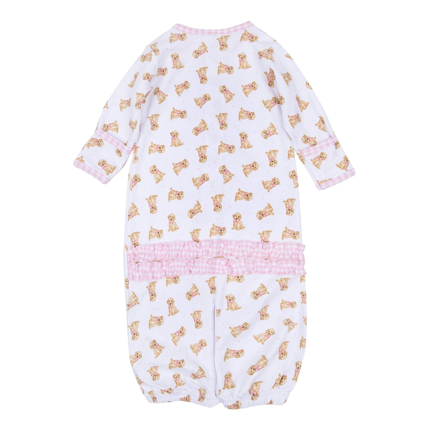 Sweet Golden Print Ruffle Converter - Pink - Magnolia BabyConverter Gown