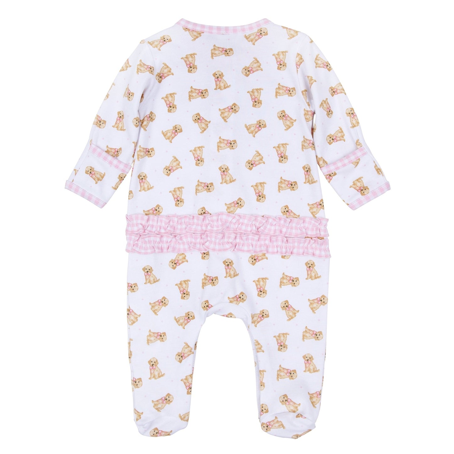 Sweet Golden Print Ruffle Footie - Pink - Magnolia BabyFootie