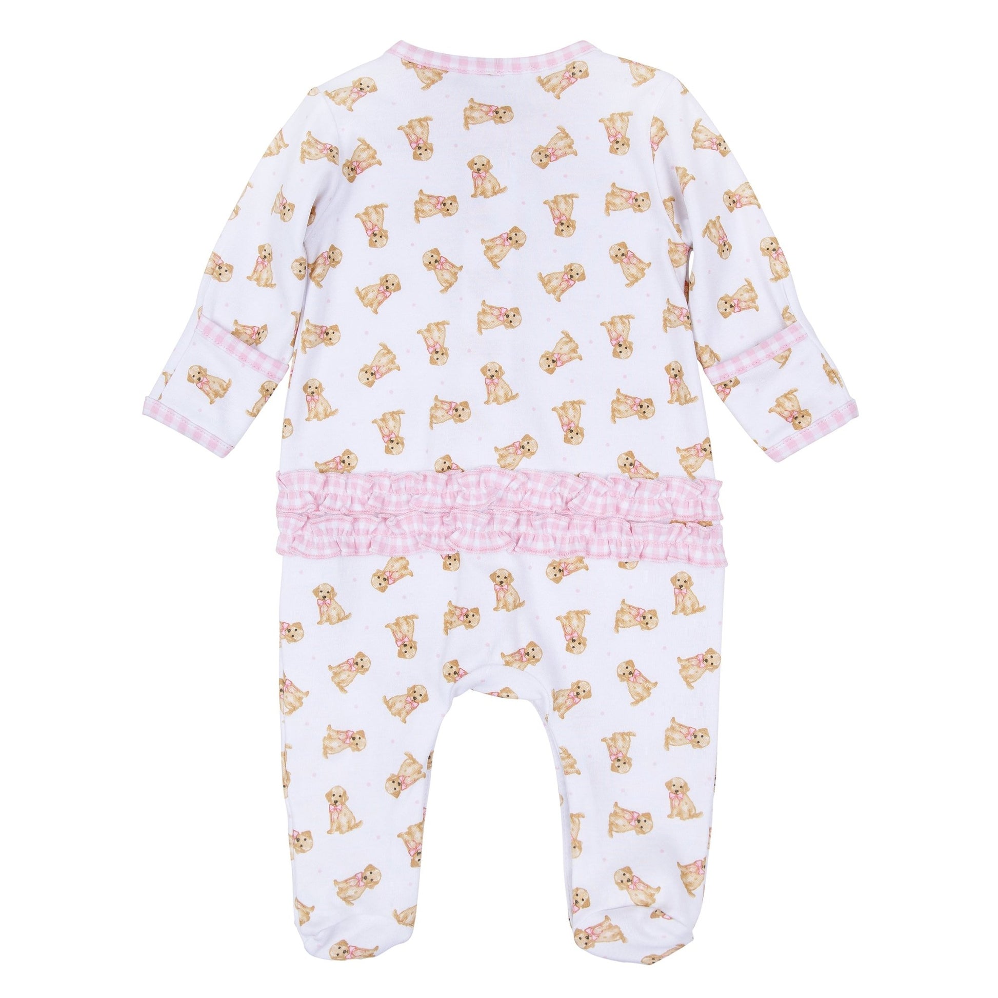 Sweet Golden Print Ruffle Footie - Pink - Magnolia BabyFootie