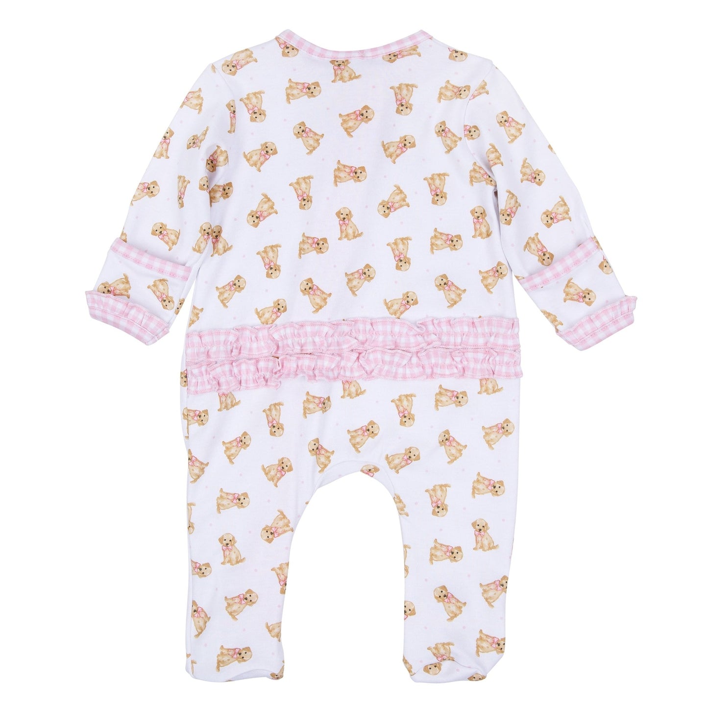 Sweet Golden Print Ruffle Zip Footie - Pink - Magnolia BabyFootie