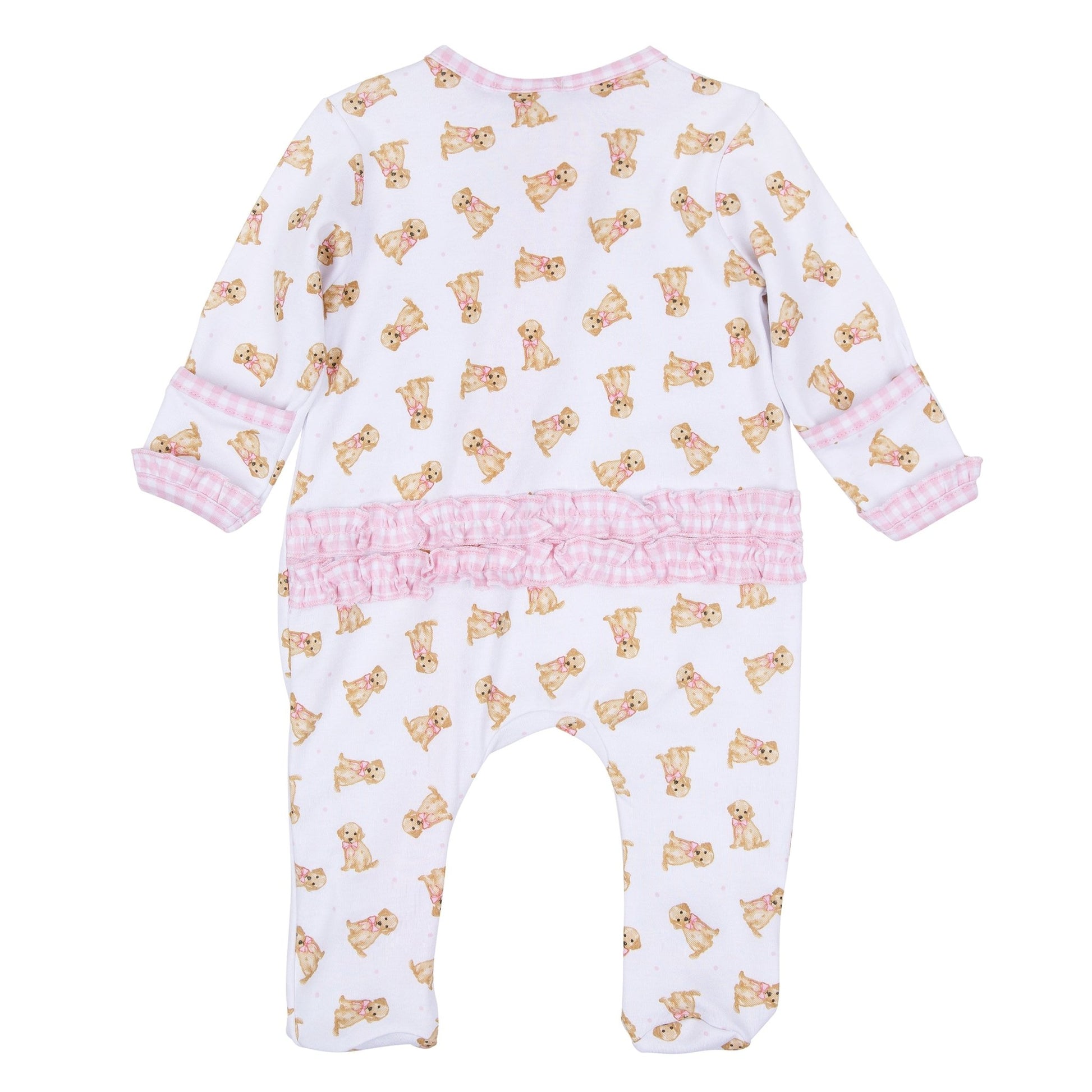 Sweet Golden Print Ruffle Zip Footie - Pink - Magnolia BabyFootie