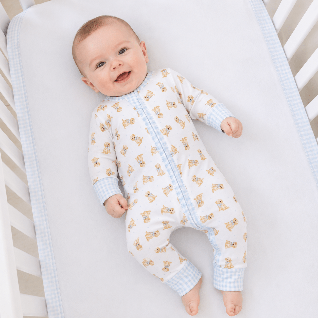 Sweet Golden Print Zip Playsuit - Light Blue - Magnolia BabyPlaysuit