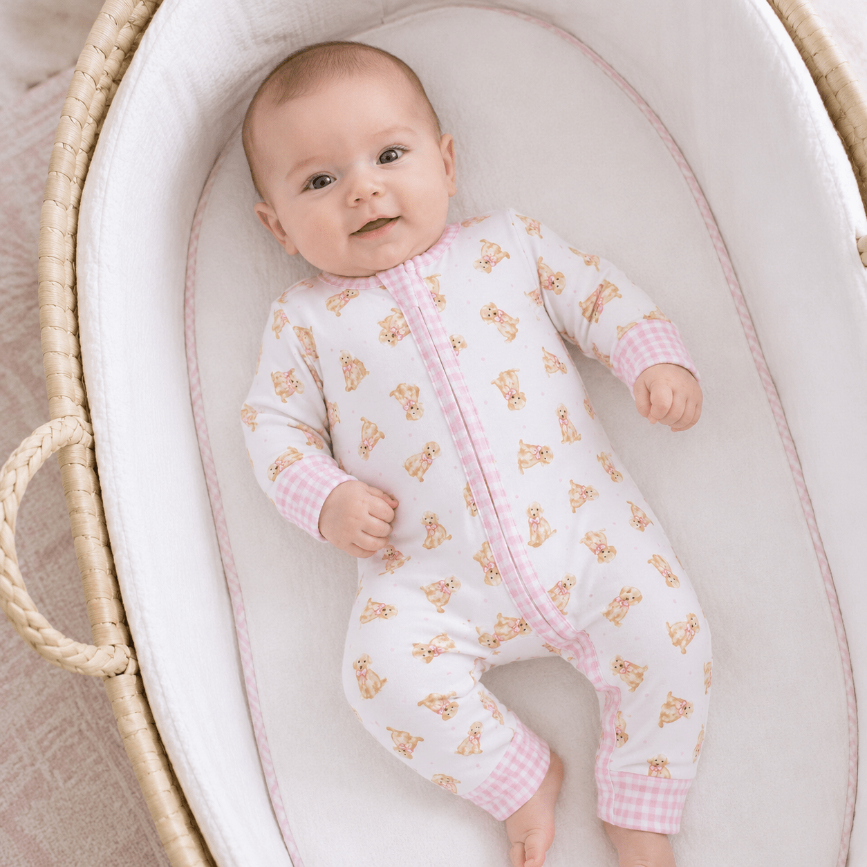 Sweet Golden Print Zip Playsuit - Pink - Magnolia BabyPlaysuit