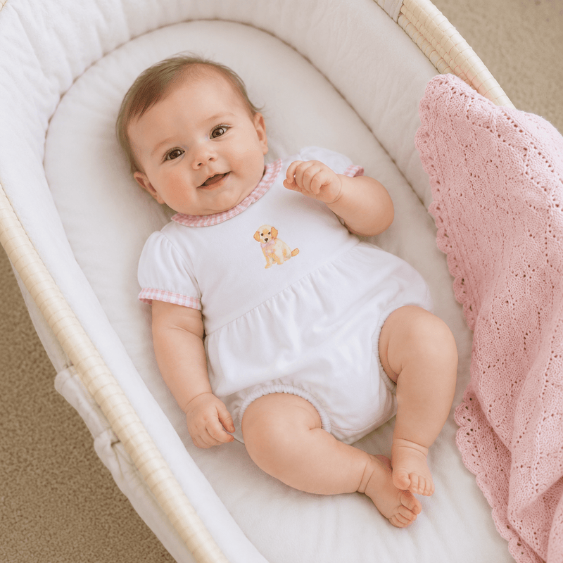 Sweet Golden Ruffled Hand-Embroidered Bubble