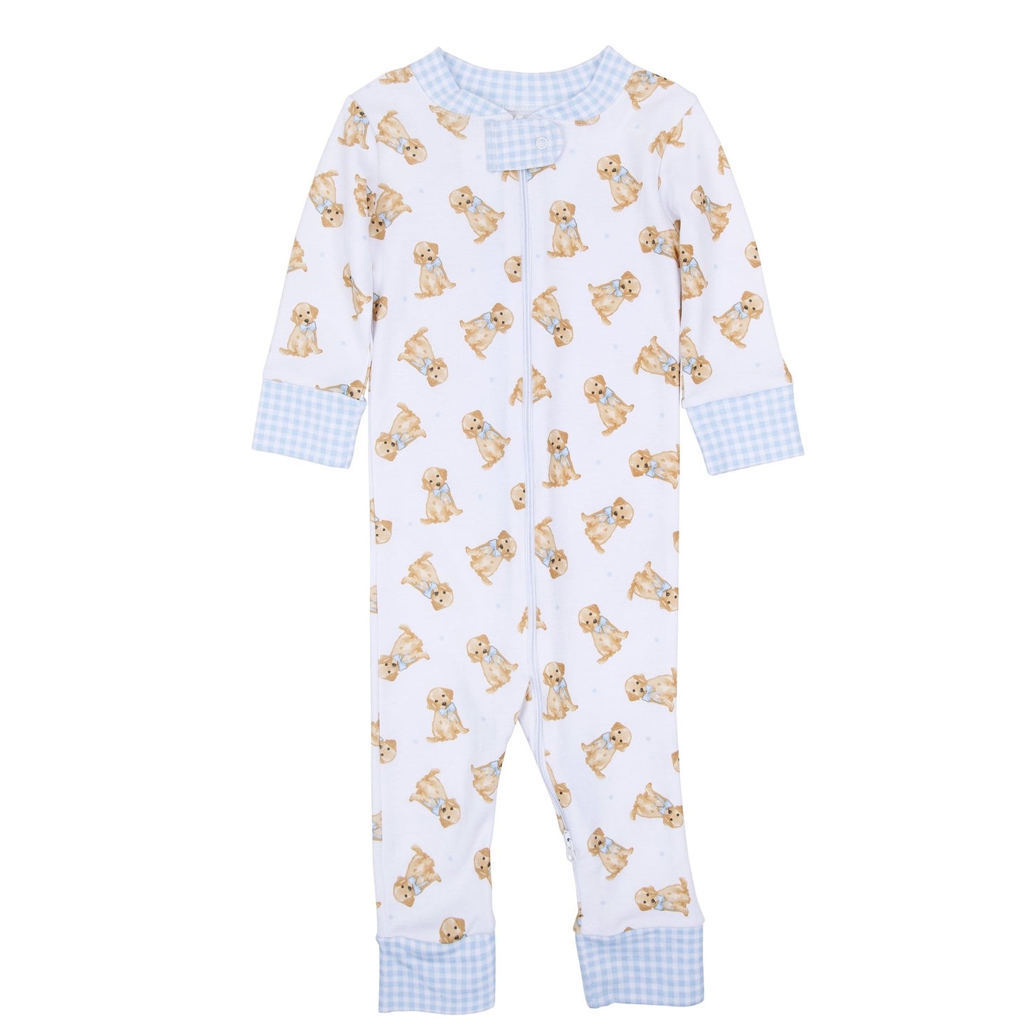 Sweet Golden Zip Pajamas - Light Blue - Magnolia BabyZipper Pajamas