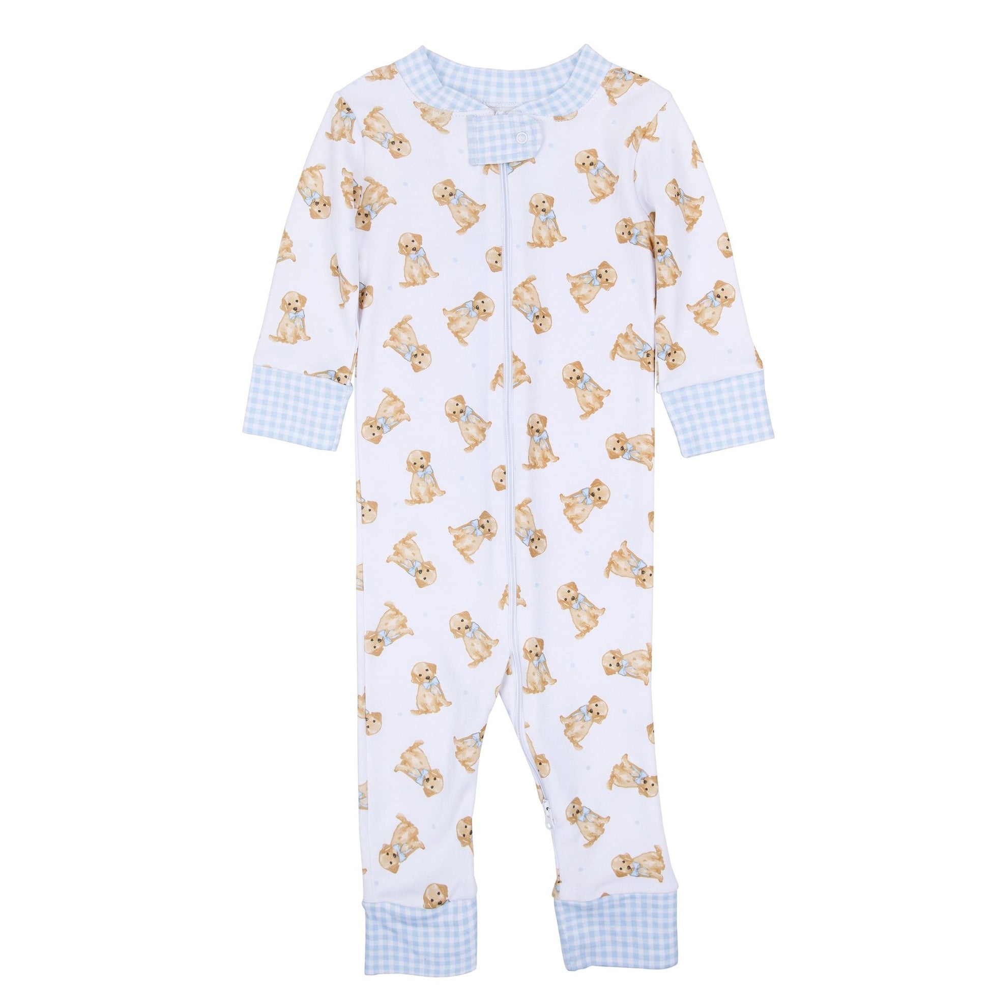 Sweet Golden Zip Pajamas - Light Blue - Magnolia BabyZipper Pajamas