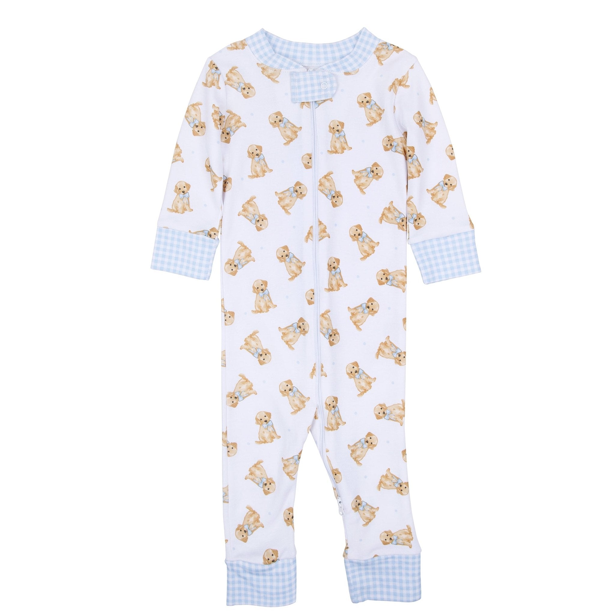 Sweet Golden Zip Pajamas - Light Blue - Magnolia BabyZipper Pajamas