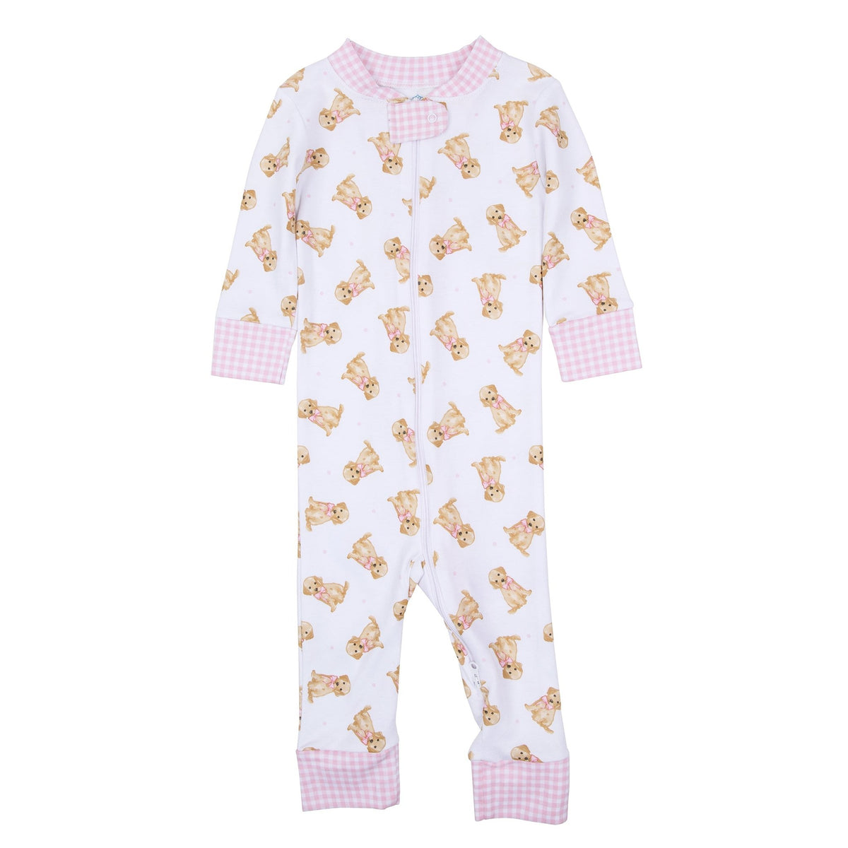 Sweet Golden Zip Pajamas - Pink - Magnolia BabyZipper Pajamas