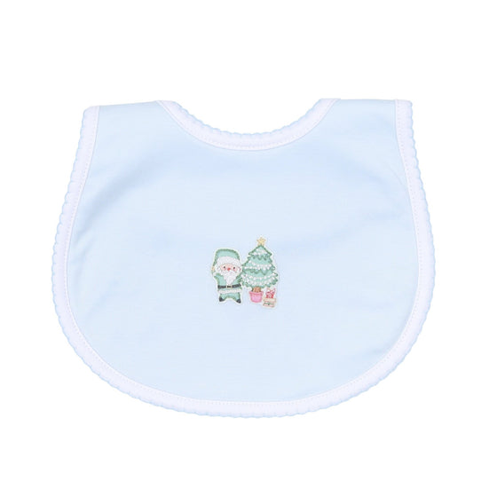 Sweet Little Christmas Embroidered Bib - Blue - Magnolia BabyBib