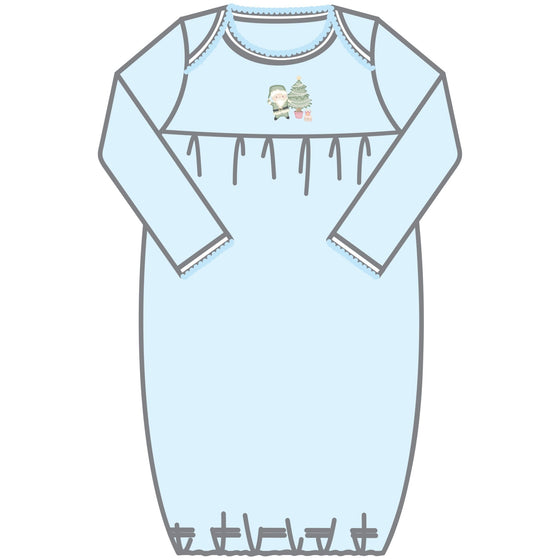 Sweet Little Christmas Embroidered Gown - Blue - Magnolia BabyGown