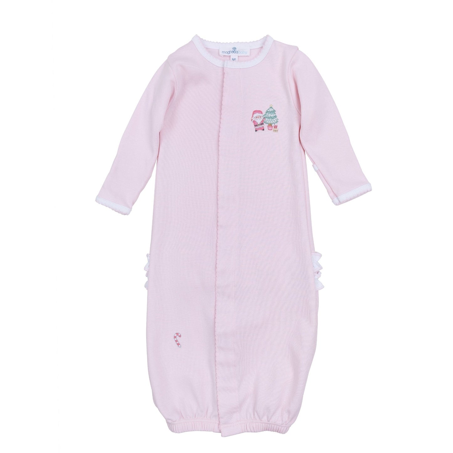 Sweet Little Christmas Embroidered Ruffle Converter - Pink - Magnolia BabyConverter Gown