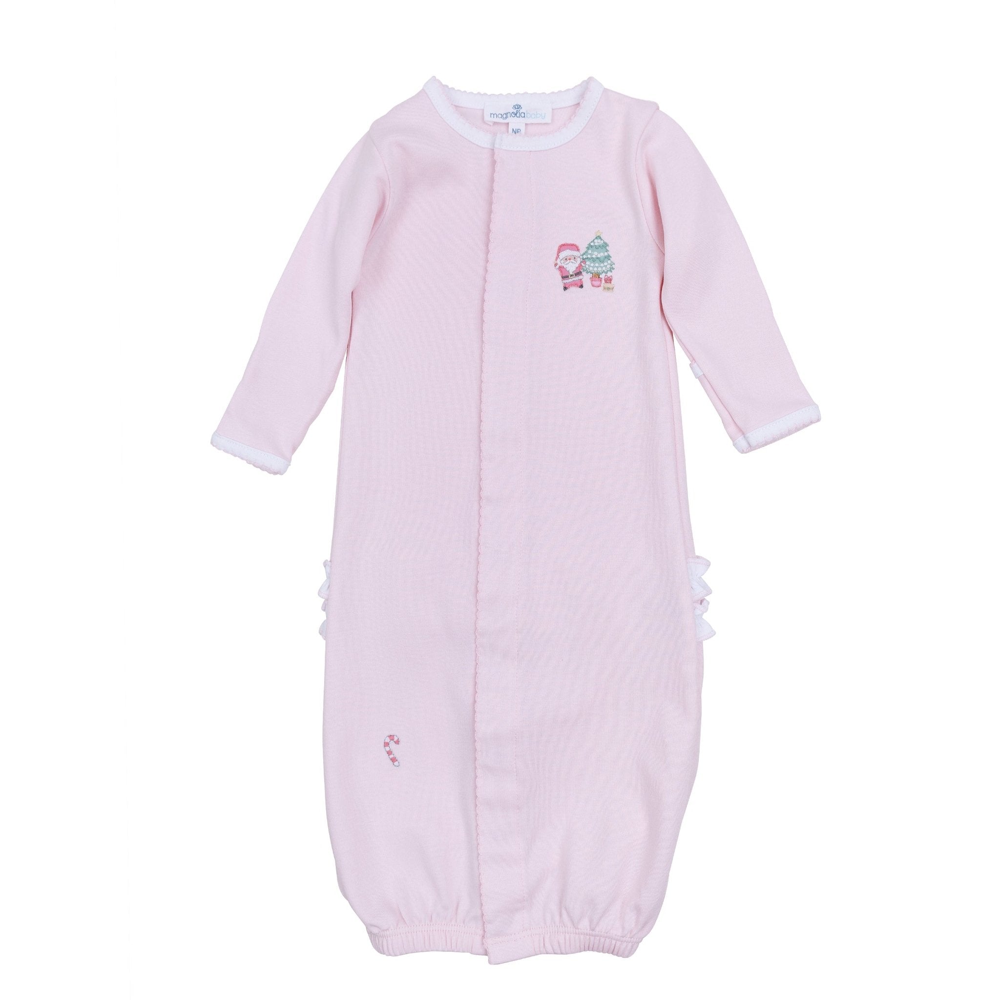 Sweet Little Christmas Embroidered Ruffle Converter - Pink - Magnolia BabyConverter Gown