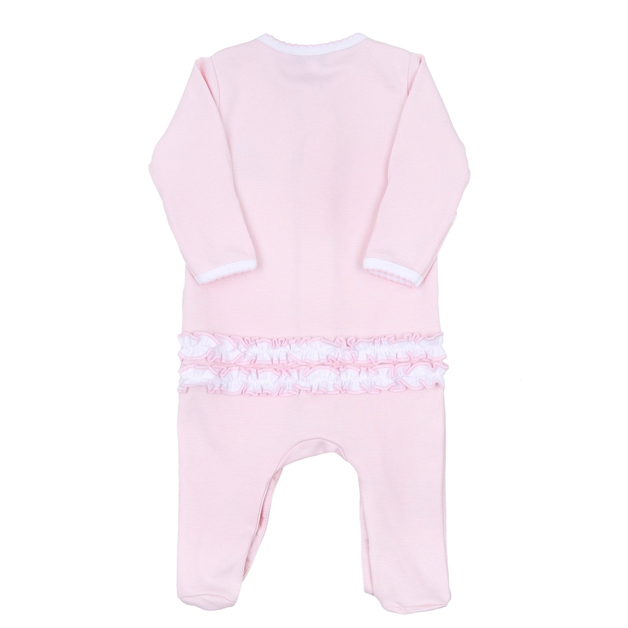 Sweet Little Christmas Embroidered Ruffle Footie - Pink - Magnolia BabyFootie