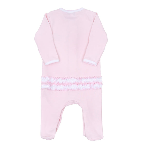 Sweet Little Christmas Embroidered Ruffle Footie - Pink - Magnolia BabyFootie