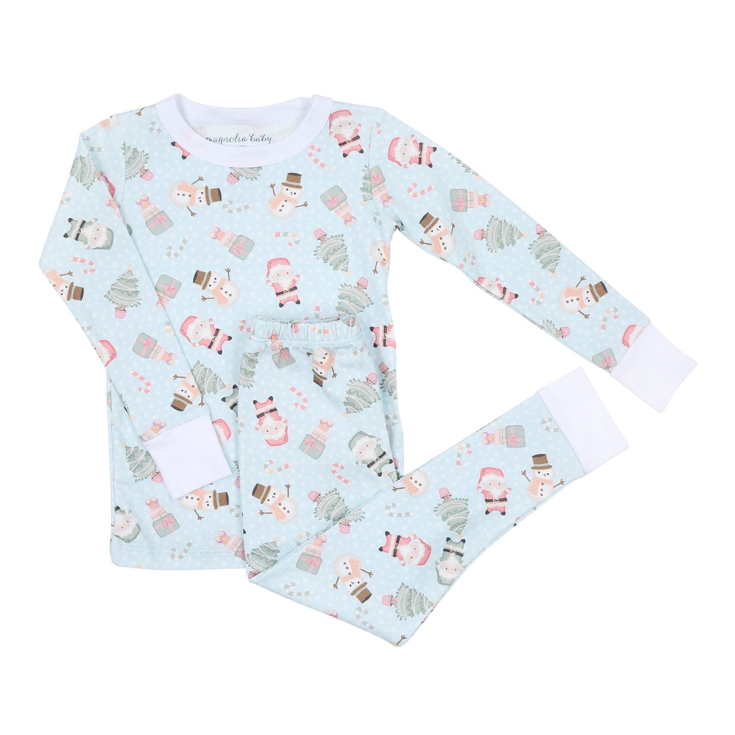 Sweet Little Christmas Long Pajamas - Blue - Magnolia BabyLong Pajamas