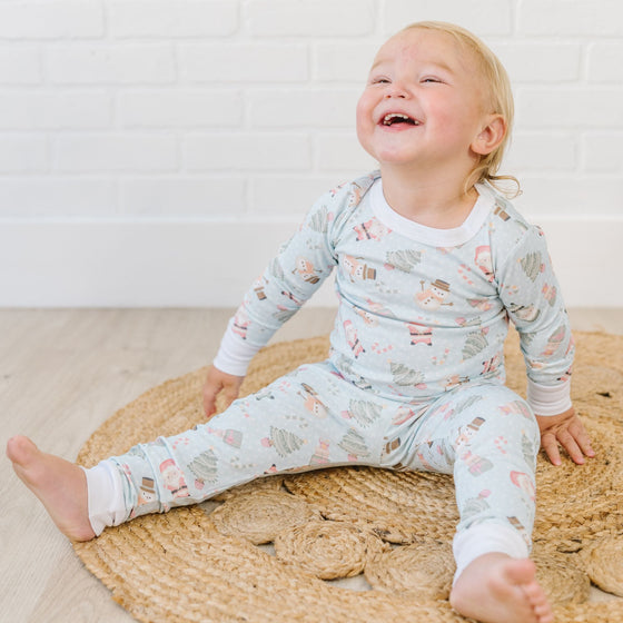 Sweet Little Christmas Long Pajamas - Blue - Magnolia BabyLong Pajamas